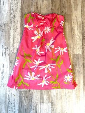 Lilly Pulitzer Bright Pink Floral Strapless Dress